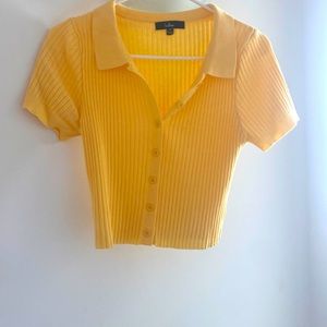 Lulus Yellow Collar Crop Top